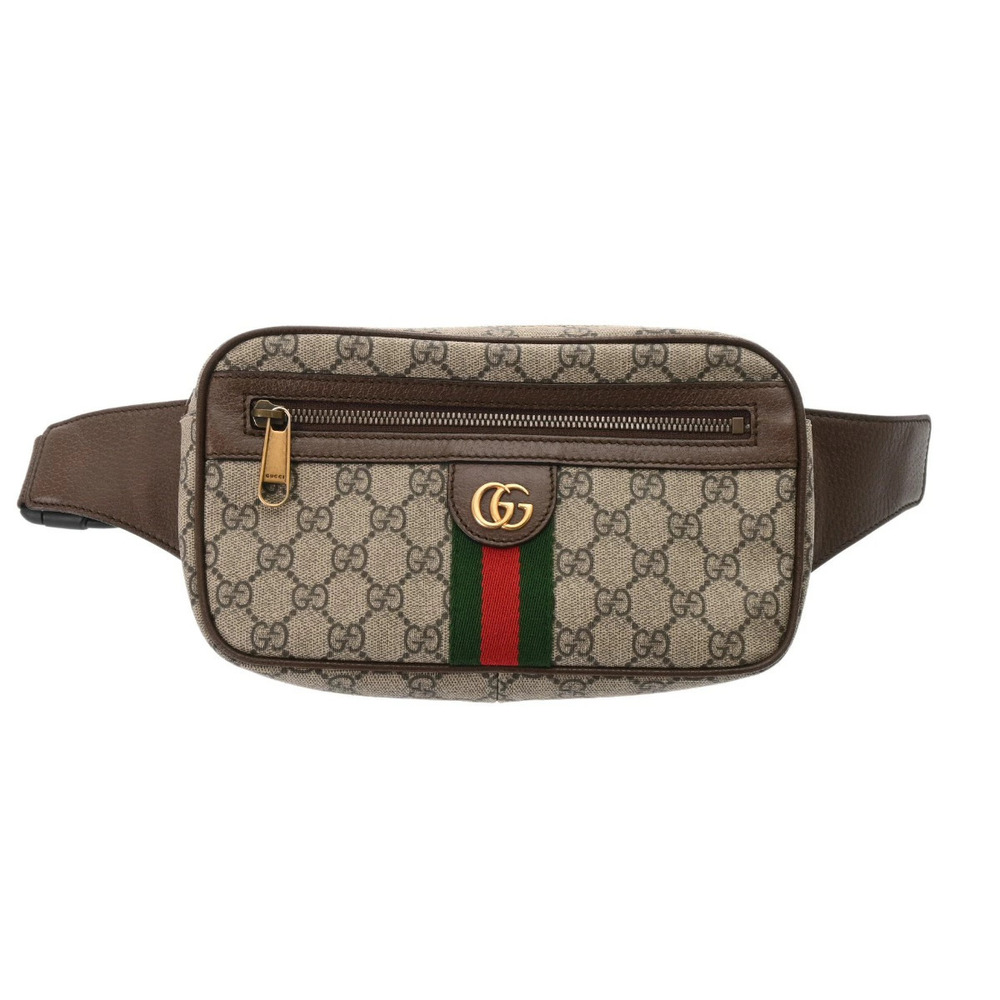 GUCCI Ophidia Belt Bag Gray GG Supreme Canvas Leather Waist
